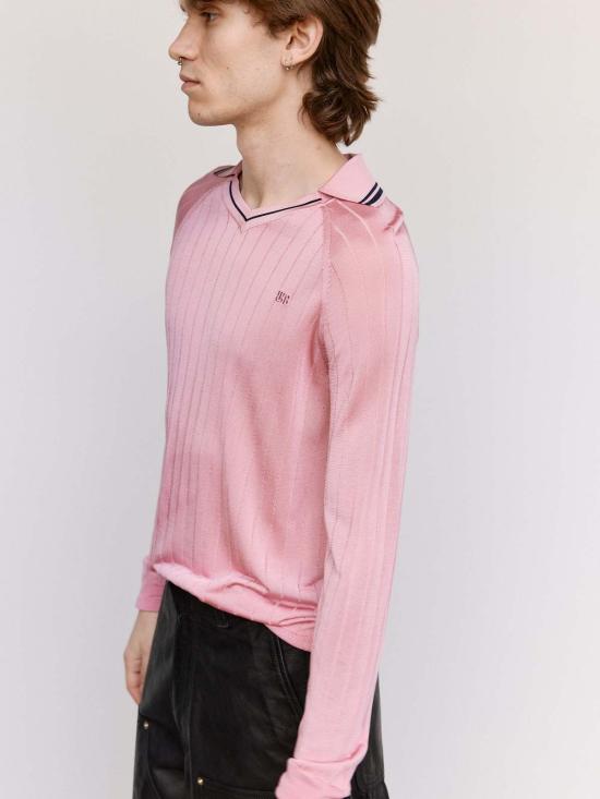  웨일즈보너 민소매 티셔츠 웨일즈 보너 루츠 폴로 셔츠 핑크 & 네이비 - WALES BONNER