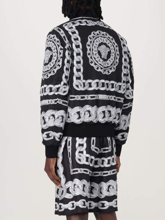 25FW 베르사체 체인 프린트 리버시블 봄버 자켓  10188241A13441 5B950 Black - VERSACE