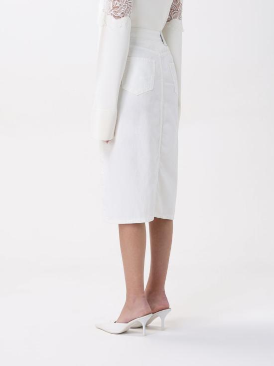 25SS 에르마노 설비노 미디 스커트 D467O315HRY 14300 White - ERMANNO SCERVINO