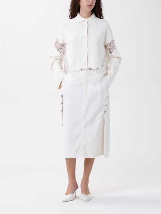 25SS 에르마노 설비노 미디 스커트 D467O315HRY 14300 White - ERMANNO SCERVINO