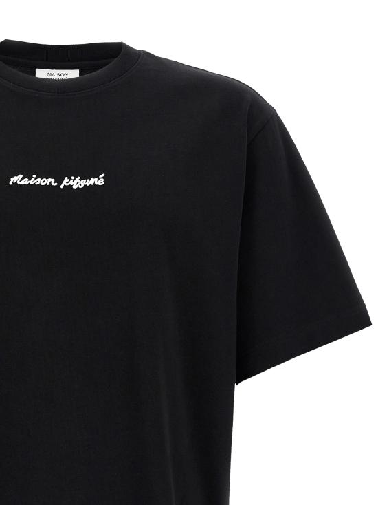 25FW 메종키츠네 자수 오버사이즈 티셔츠 OM00122KJ0119P199 Black - MAISON KITSUNE