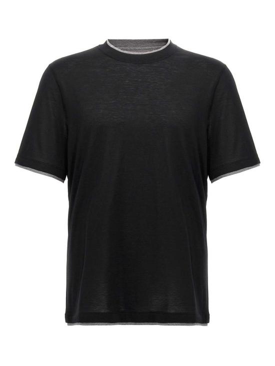 26SS 브루넬로 쿠치넬리 페이크 레이어링 티셔츠 MD8217427CCB75 Black