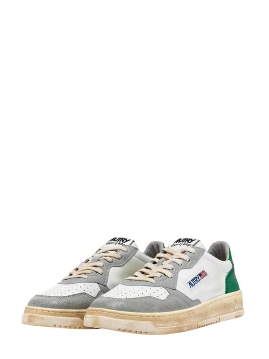 25SS 오트리 슈퍼 빈티지 메달리스트 로우 레더 스니커즈 AVLMSV02 LEAT WHT GRN GREY - AUTRY