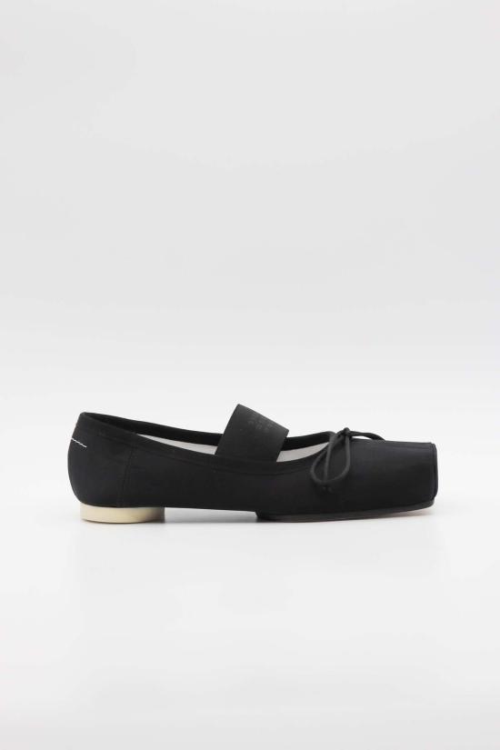  마르지엘라 플랫 슈즈 메종  로고 발레 플랫 블랙 - MAISON MARGIELA