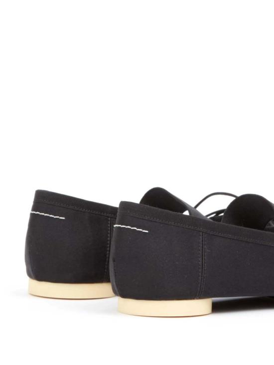  마르지엘라 플랫 슈즈 메종  로고 발레 플랫 블랙 - MAISON MARGIELA