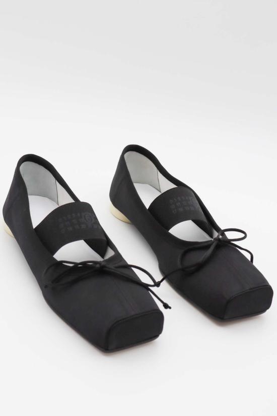  마르지엘라 플랫 슈즈 메종  로고 발레 플랫 블랙 - MAISON MARGIELA
