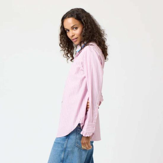  Kerri Rosenthal 후드 티셔츠 케리 로젠탈 미아 스트라이프 러플 셔츠 모브 - KERRI ROSENTHAL