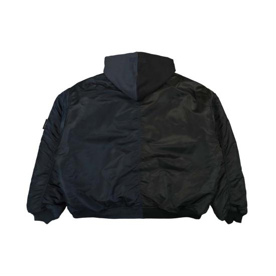  베트멍 봄버 자켓 스플릿 후드 봄버 재킷 네이비/블랙 - VETEMENTS