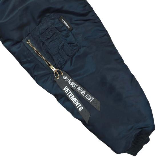  베트멍 봄버 자켓 스플릿 후드 봄버 재킷 네이비/블랙 - VETEMENTS