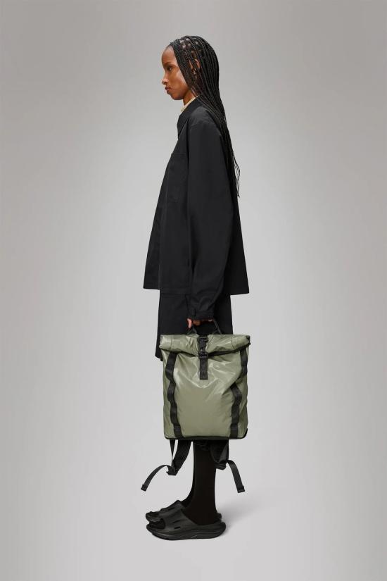  레인스 백팩 시부 롤탑 럭색 미니 블랙/드리프트 - RAINS