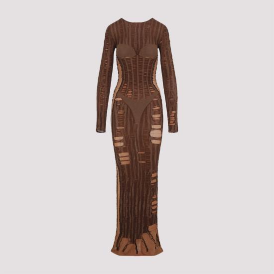 25SS 디젤 롱 원피스 A18125 0BJBI 7DG BROWN