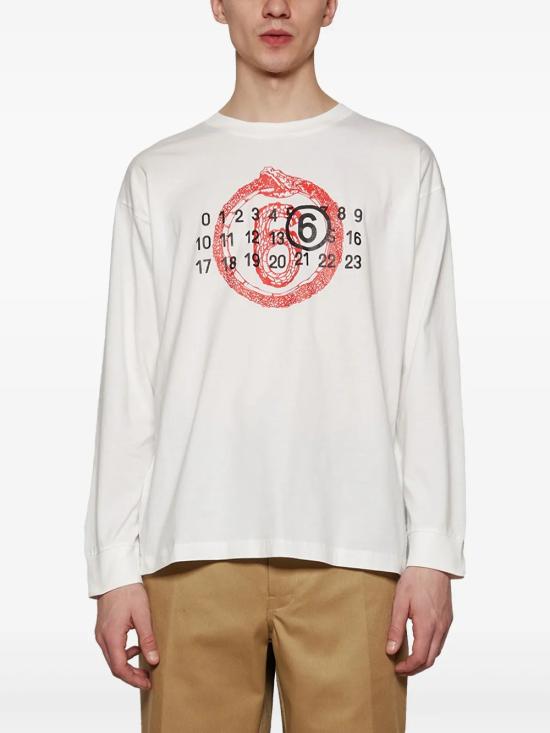 25SS MM6 메종마르지엘라 긴팔 티셔츠 SH2GC0021 S24312101 WHITE PRINT - MM6 MAISON MARGIELA