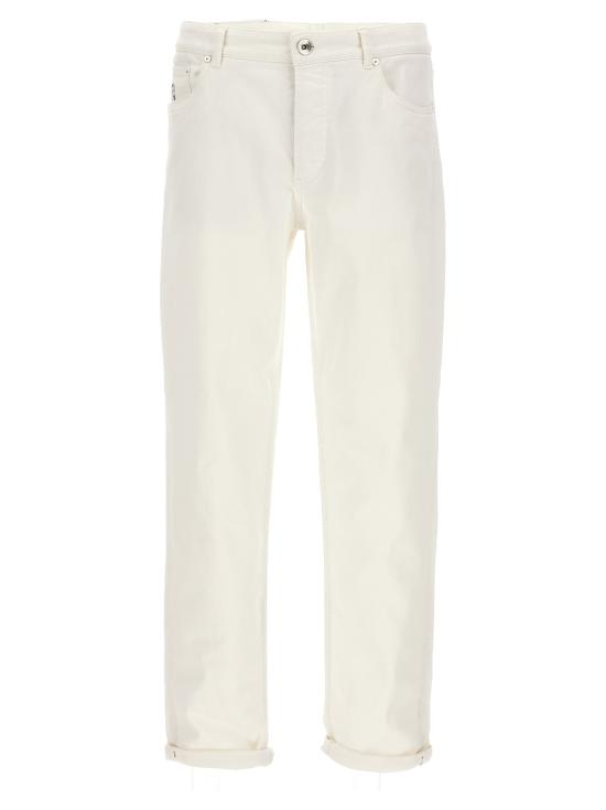 25FW 브루넬로 쿠치넬리 스트레이트 팬츠 M277PD3210C7210 White