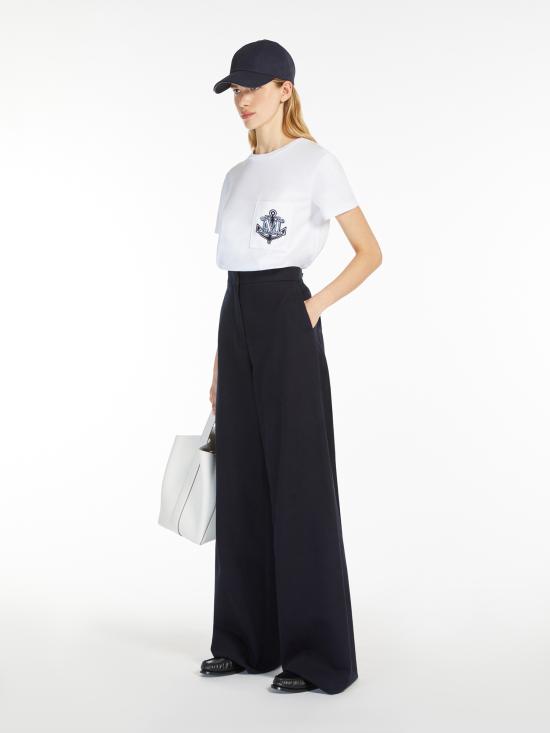  막스마라 ACACIA 아카시아 앵커 로고 자수 반팔 티셔츠 2511941031600 007 BIANCO - MAX MARA