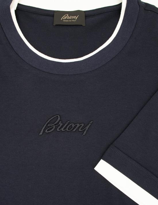  브리오니 반팔 티셔츠 UJPT0L OA631 4190 NAVY WHITE - BRIONI