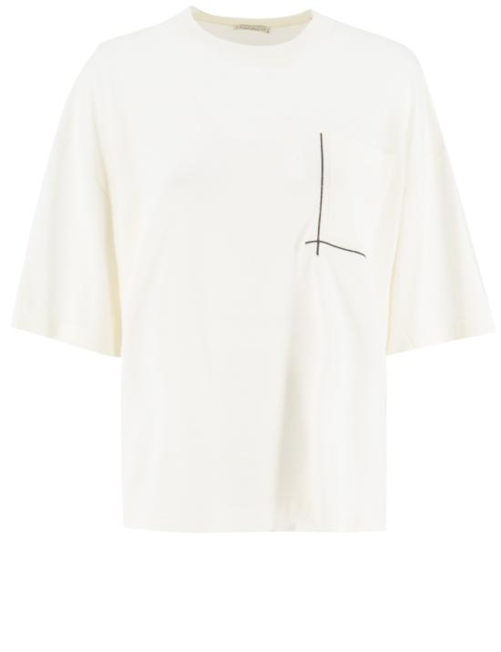 25SS 브루넬로 쿠치넬리 반팔 티셔츠 M14844700 C159 BIANCO
