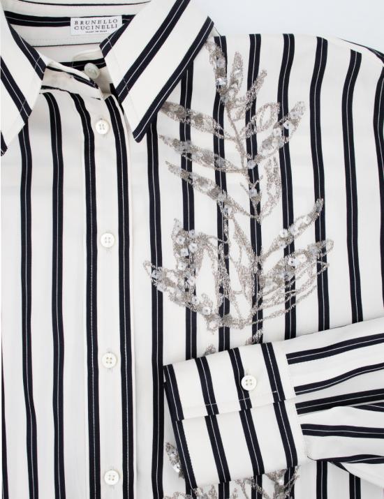 25SS 브루넬로 쿠치넬리 반팔 티셔츠 MH765RJ616 C046 BIANCO NERO - BRUNELLO CUCINELLI