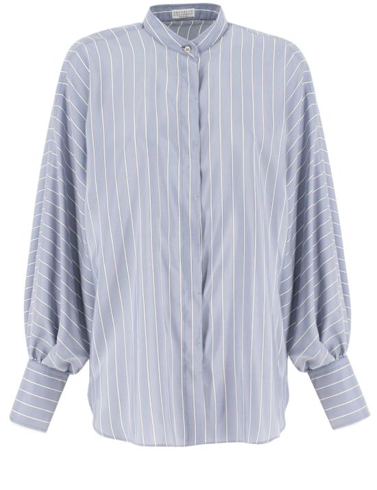 25SS 브루넬로 쿠치넬리 긴팔 티셔츠 MH770MP116 C003 AZZURRO BIANCO