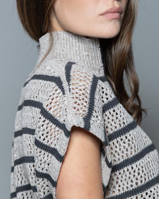 25SS 브루넬로 쿠치넬리 니트웨어 MC0558916 CHI53 BEIGE NERO - BRUNELLO CUCINELLI