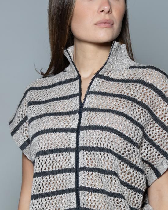 25SS 브루넬로 쿠치넬리 니트웨어 MC0558916 CHI53 BEIGE NERO - BRUNELLO CUCINELLI