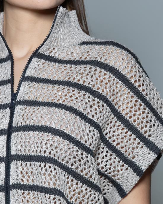 25SS 브루넬로 쿠치넬리 니트웨어 MC0558916 CHI53 BEIGE NERO - BRUNELLO CUCINELLI