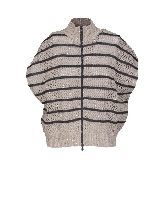 25SS 브루넬로 쿠치넬리 니트웨어 MC0558916 CHI53 BEIGE NERO - BRUNELLO CUCINELLI