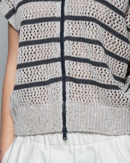 25SS 브루넬로 쿠치넬리 니트웨어 MC0558916 CHI53 BEIGE NERO - BRUNELLO CUCINELLI