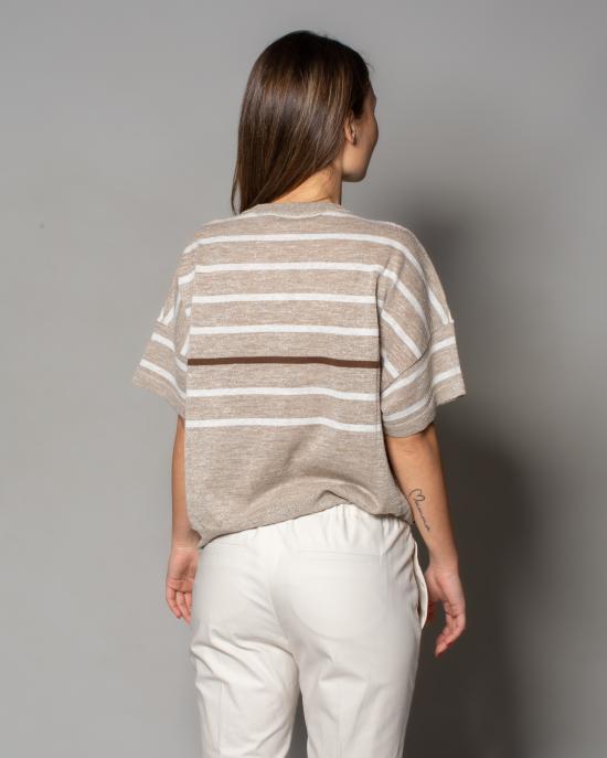 25SS 브루넬로 쿠치넬리 스웨터 M8Q230820 CVM82 Bianco marrone - BRUNELLO CUCINELLI