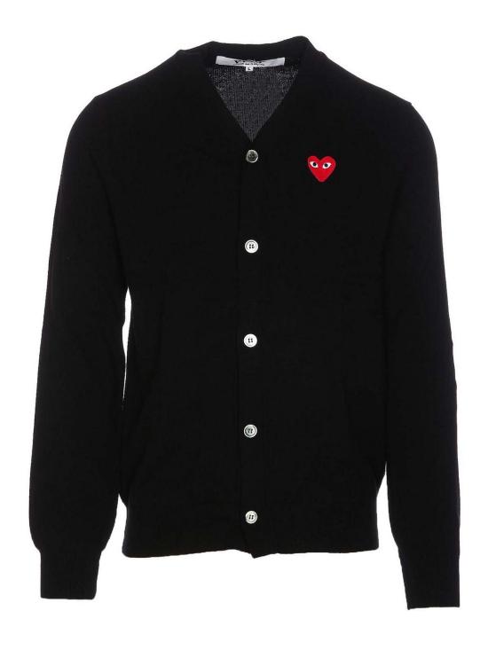 26FW 꼼데가르송 V넥 하트 와펜 가디건 AXN0080511 BLACK