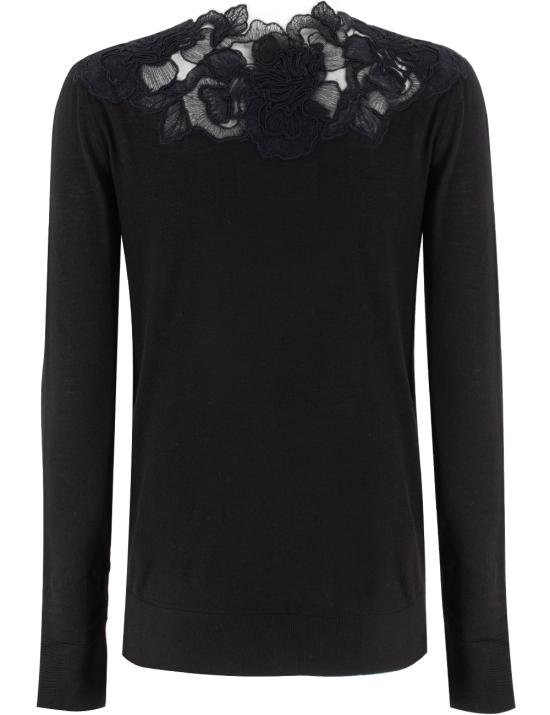 25FW 에르마노 설비노 긴팔 티셔츠 D455M310APATL 95708 BLACK - ERMANNO SCERVINO