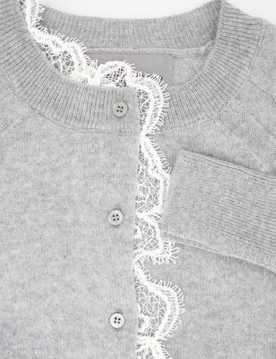 25FW 에르마노 설비노 가디건 D455N313APPYU B4534 BICOLOR BASE GRIGIA PIZZO BIANCO - ERMANNO SCERVINO