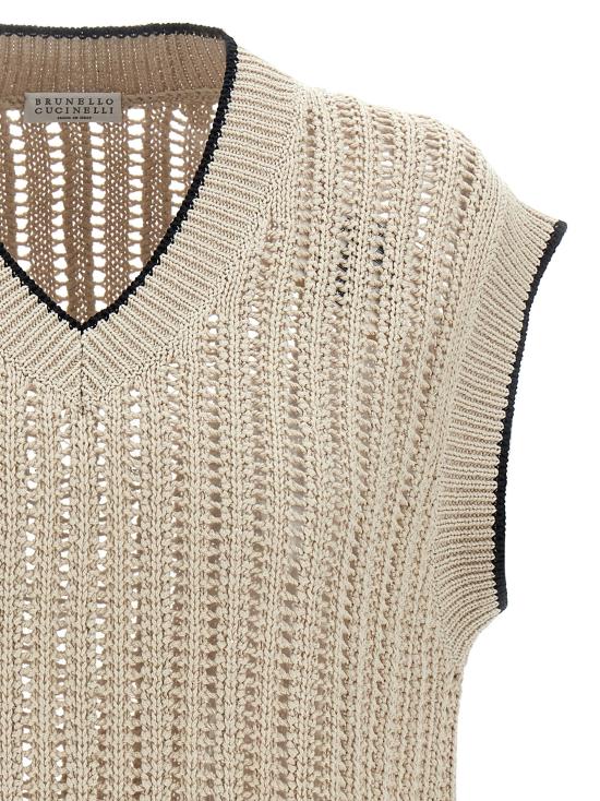 25SS 브루넬로 쿠치넬리 베스트 MSB582002C9731 Beige - BRUNELLO CUCINELLI