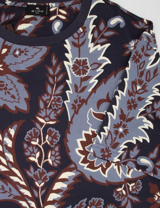 25FW 에트로 반팔 티셔츠 WRMA0005 AK444 X0884 PRINT ON BLUE BASE - ETRO