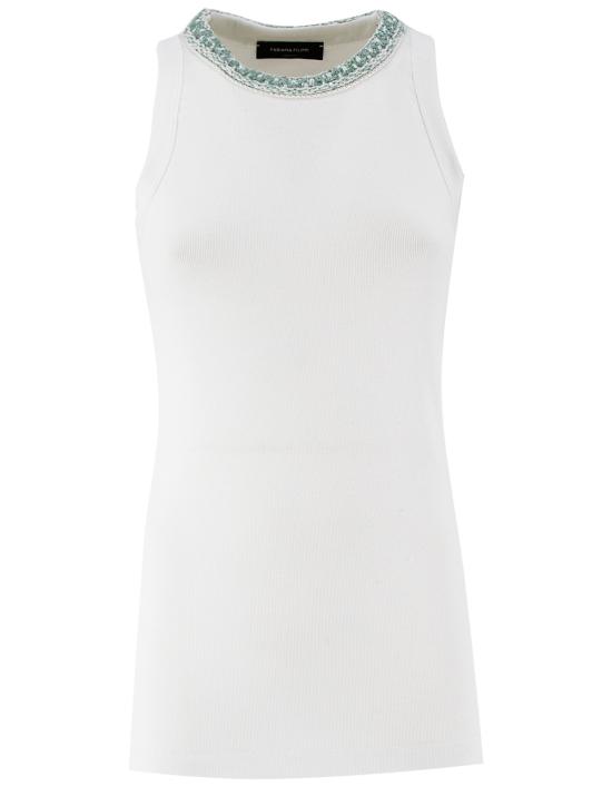 25SS 파비아나 필리피 민소매 티셔츠 JED275F604L454 VR2 BIANCO OTTICO VERDE AQUA