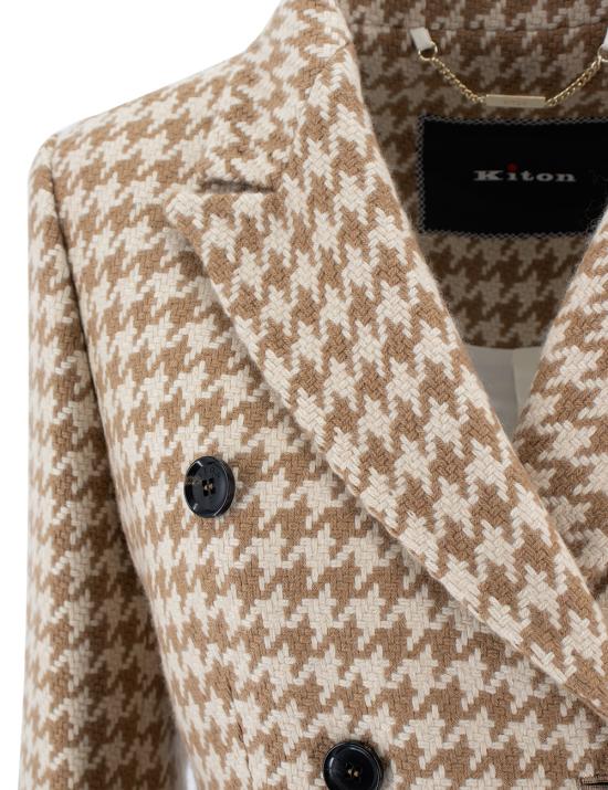  키톤 코트 D27514K0501B03 PIED DE POULE BIANCO BEIGE - KITON