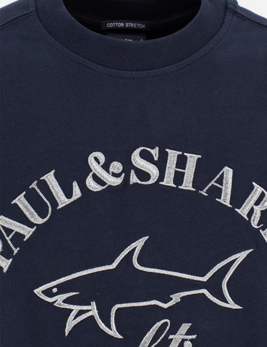 24FW 폴앤샤크 긴팔 티셔츠 12311932 13 BLUE SILVER EMBROIDERY - PAUL & SHARK