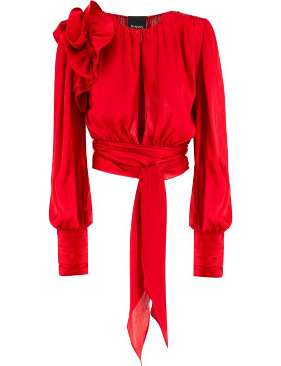 25FW 핑코 탑 104081 A22V RA1 ROSSO SALSA