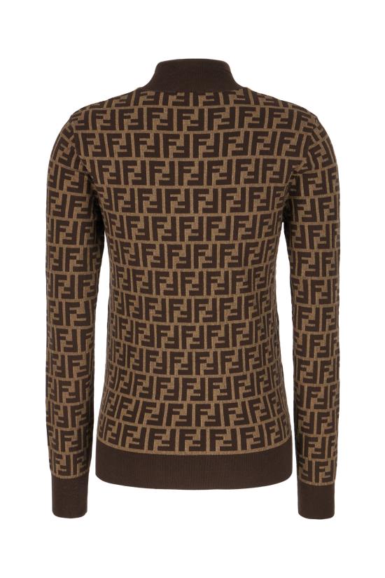 26SS 펜디 FF 자카드 코튼 하이칼라 스웨터  FZXC73ASJT F0GGE TOBACCO - FENDI