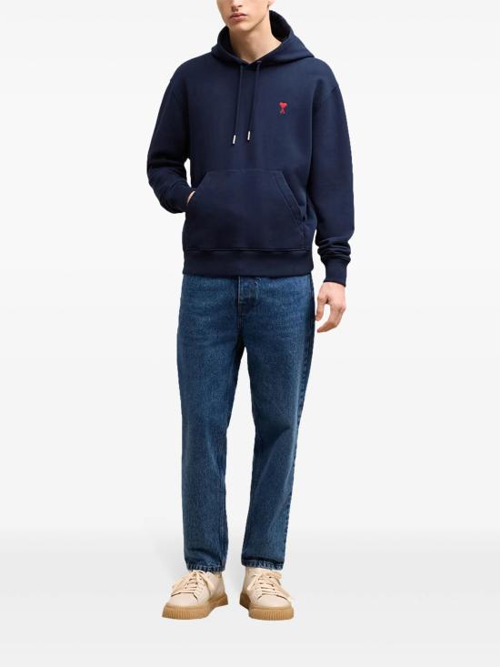 26SS 아미 스몰 하트 로고 루프백 오가닉 코튼 플리스 후드 BFUSW235730 430 - AMI