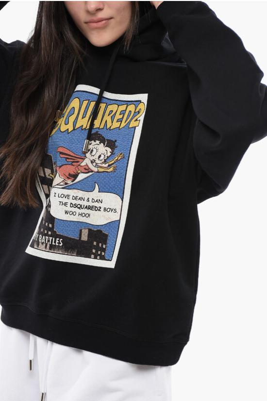  디스퀘어드2 후드 티셔츠 S75GU0522 S25551 900 Black - DSQUARED2