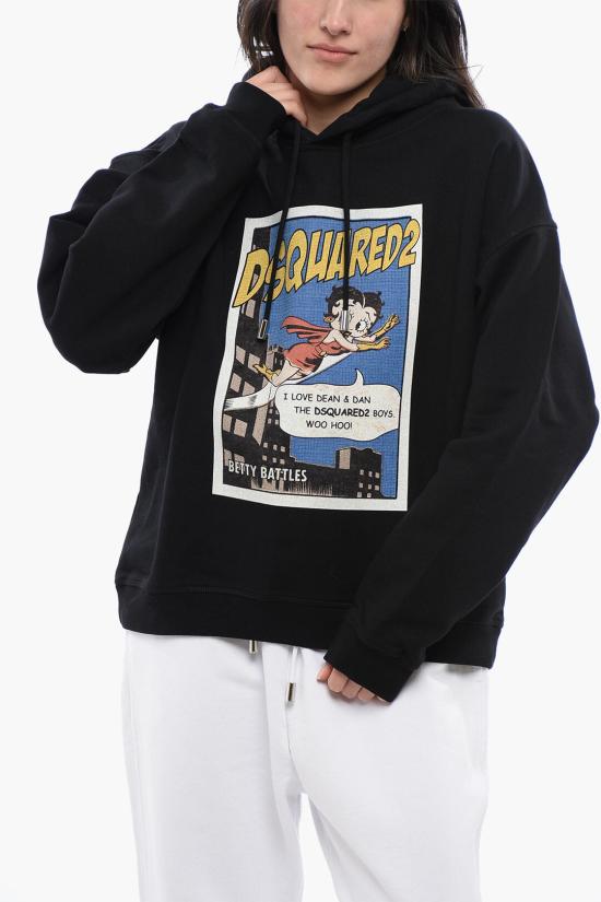  디스퀘어드2 후드 티셔츠 S75GU0522 S25551 900 Black