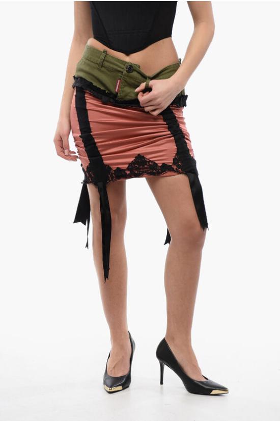  디스퀘어드2 숏 스커트 S72MA0961 S39021 693 Rosa Verde Militare