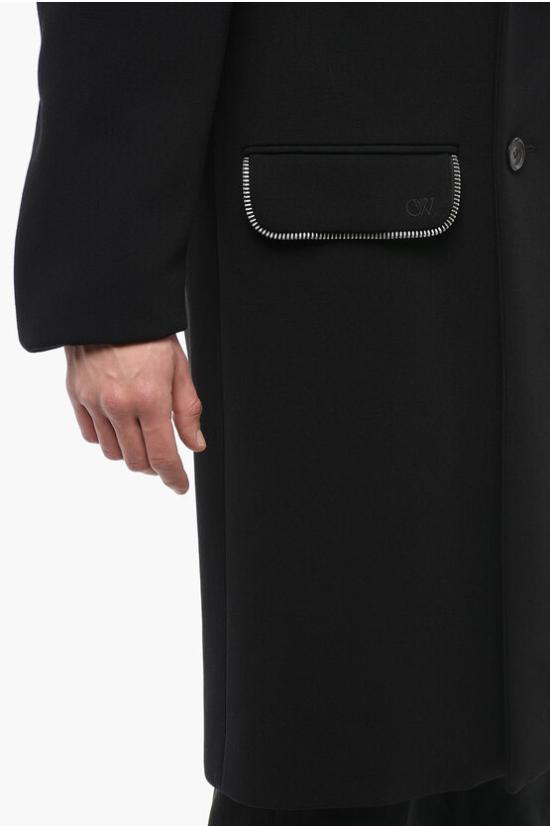  오프화이트 코트 OMER082F23 FAB001 1010 Black - OFF WHITE