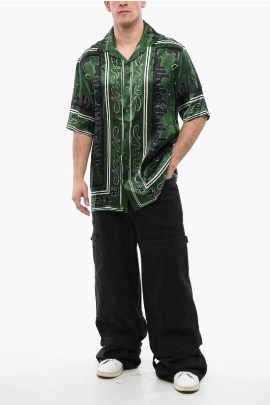  오프화이트 반팔 셔츠 OMGG013S24FAB0035757 Green - OFF WHITE