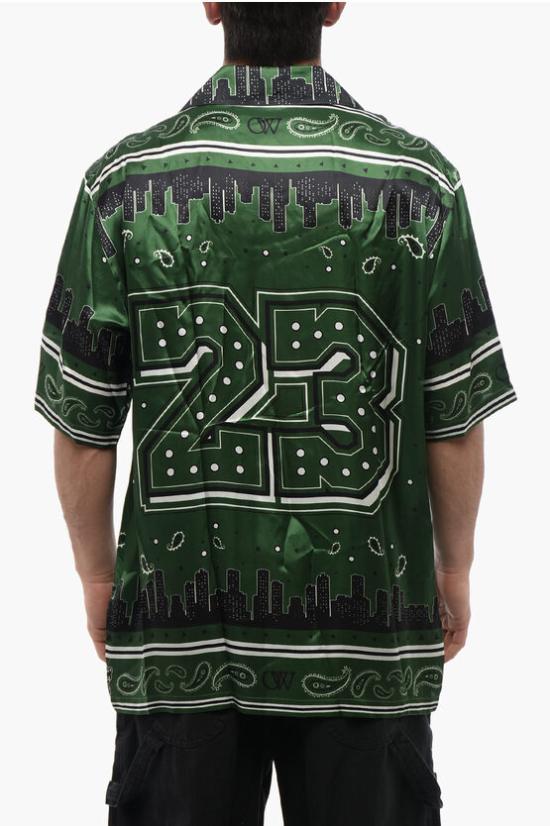  오프화이트 반팔 셔츠 OMGG013S24FAB0035757 Green - OFF WHITE