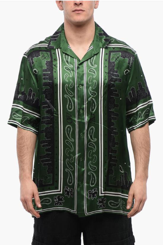  오프화이트 반팔 셔츠 OMGG013S24FAB0035757 Green