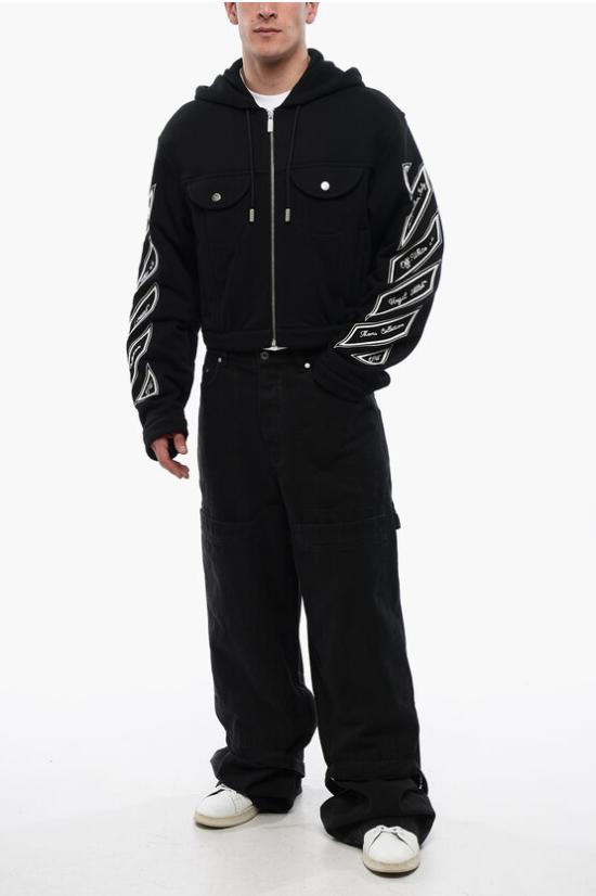  오프화이트 후드 티셔츠 OMEV014S24FLE0011001 Black - OFF WHITE