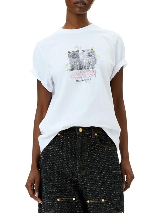 25SS 가니 반팔 티셔츠 T4060151 BRIGHT WHITE DOM - GANNI