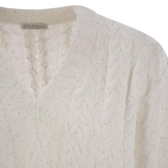 25SS 브루넬로 쿠치넬리 스웨터 MDV798102 WHITE - BRUNELLO CUCINELLI