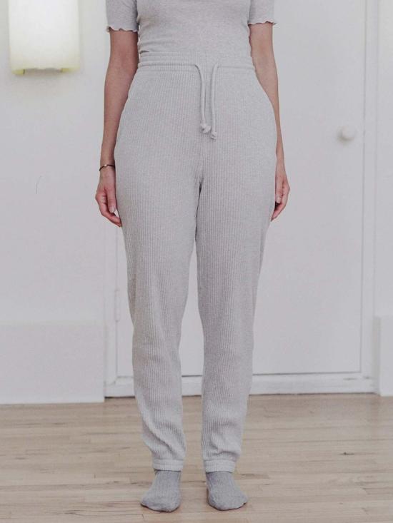  베이스레인지 스트레이트 팬츠 스웨트팬츠 리브 그레이 멜란지
